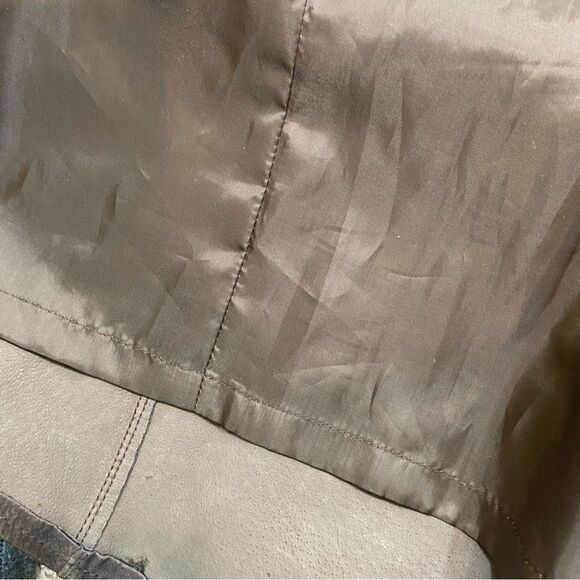 Ladies Willi Smith Brown Leather‎ Shirt Jacket Lined Size Small - Picture 9 of 13